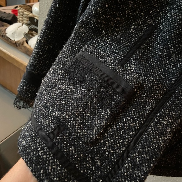 Rebecca Taylor Tweed Blazer with Lace and Detailed Piping, Rouched back - Picture 5 of 10